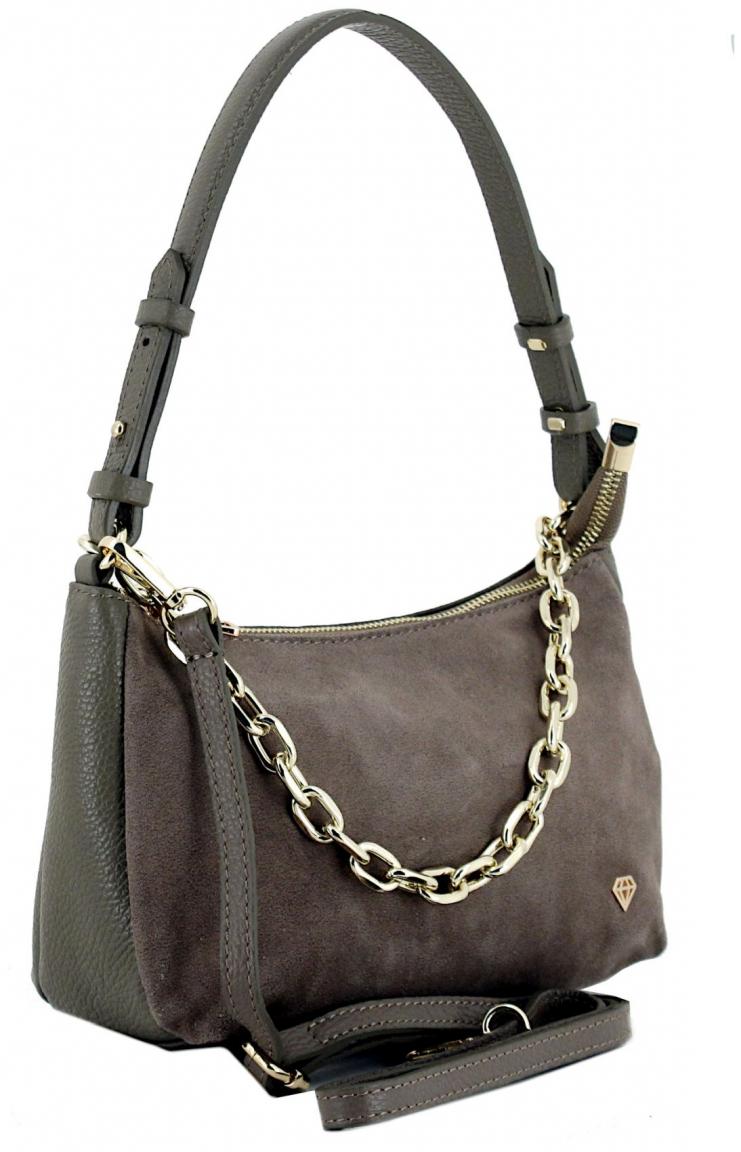 Veloursledertasche Caleidos Taupe italienisch
