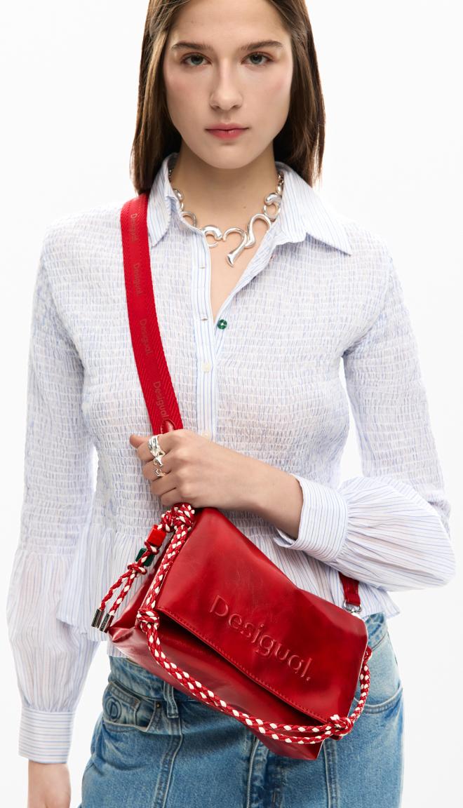 Venecia 4.0 auffällige Umhängetasche Desigual Carmin Flechtriemen rot