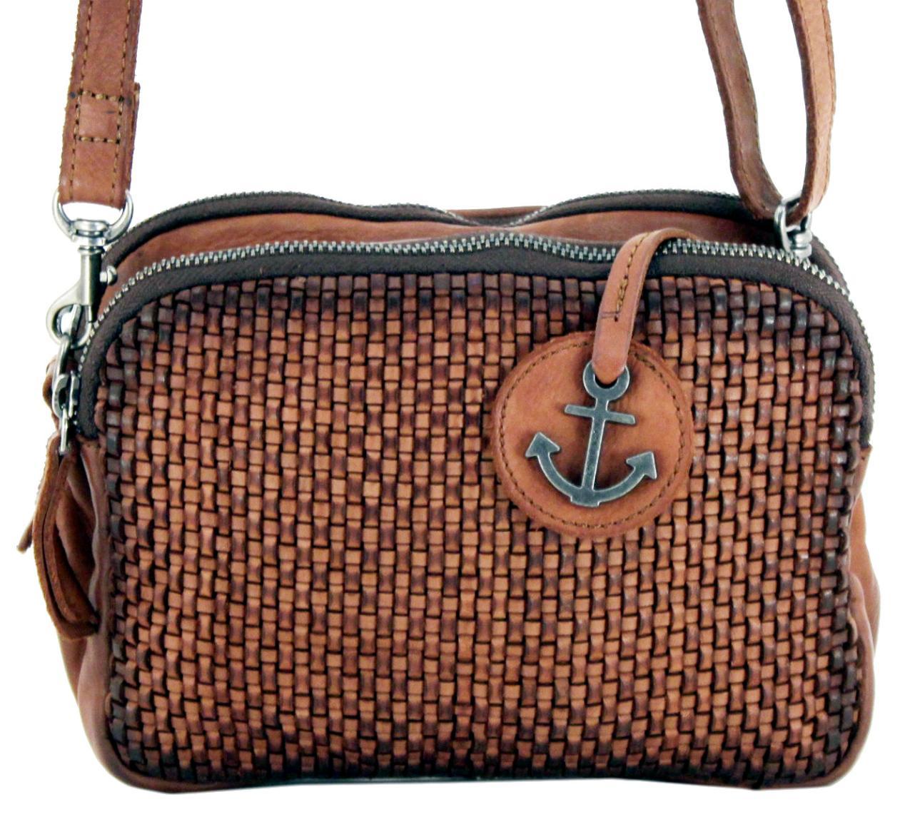 Vintage Leatherbag Rena Soft Weaving Harbour2nd Cognac Flechtung
