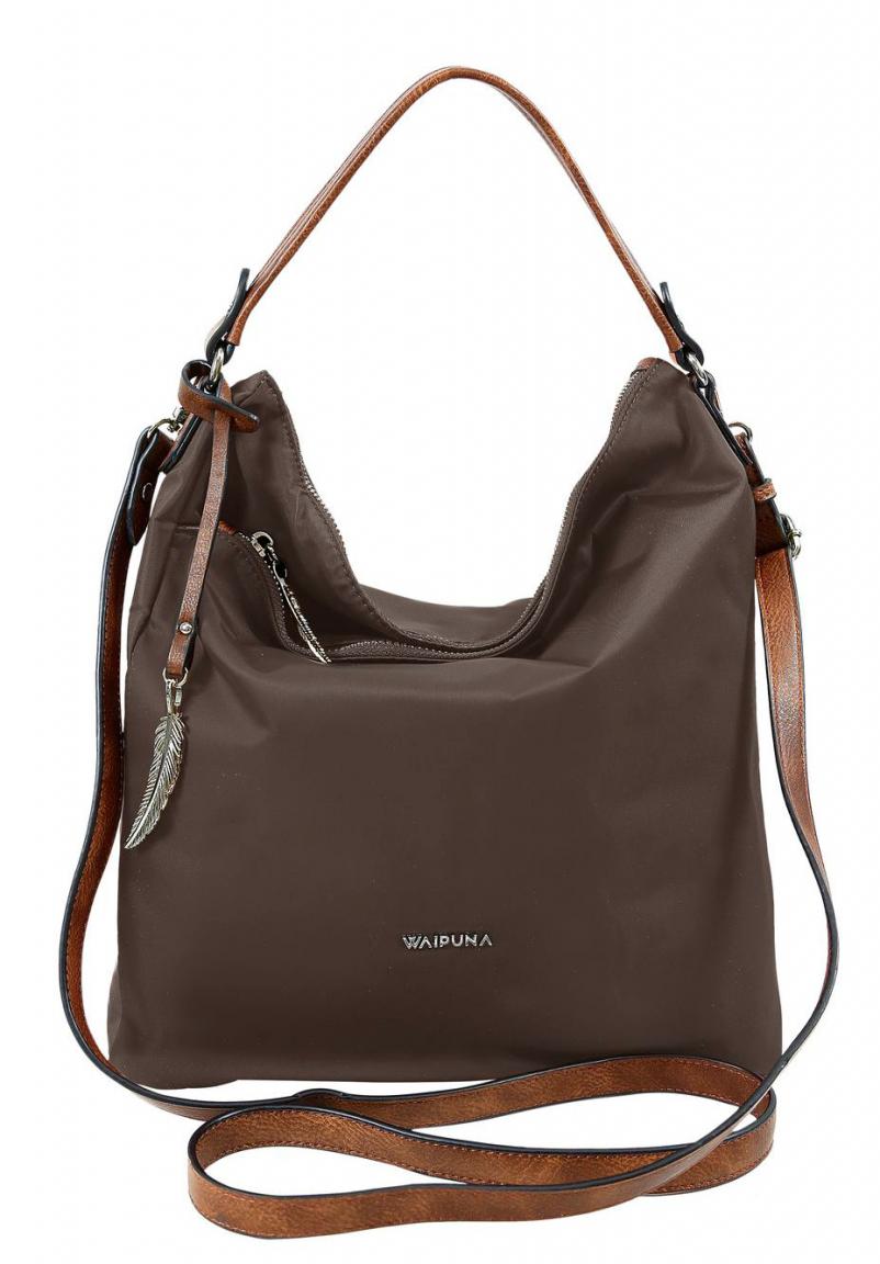 Waipuna Schultertasche Zip Kanalana Feder Braun Bags & more