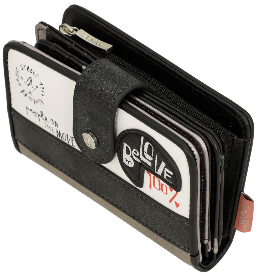 Wallet Women Anekke Peace and Love Nature Sixties Black and White