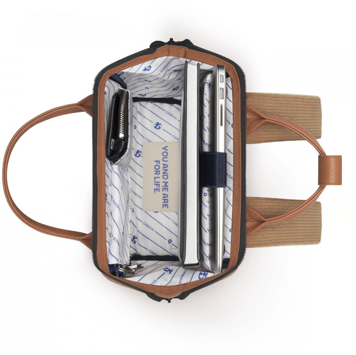 Wanderrucksack Small Cabaia braun Cordsamt Adventurer Fronttasche Dubai