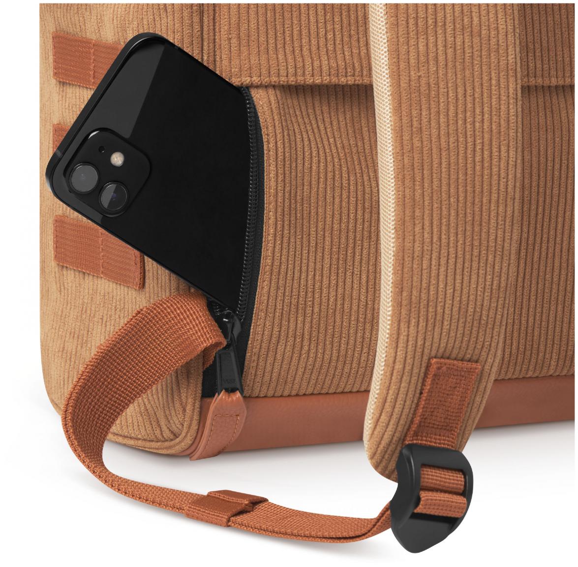 Wanderrucksack Small Cabaia braun Cordsamt Adventurer Fronttasche Dubai