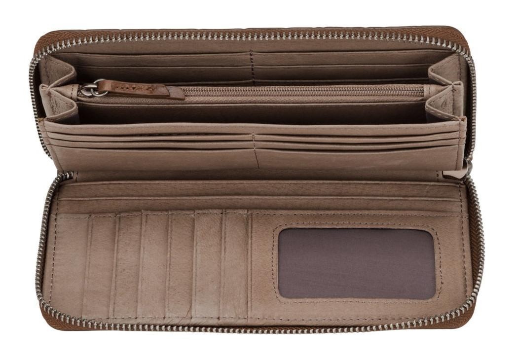 Waxy Croco ALGigiPS9 Taupe braun geprägt RFID Geldbörse
