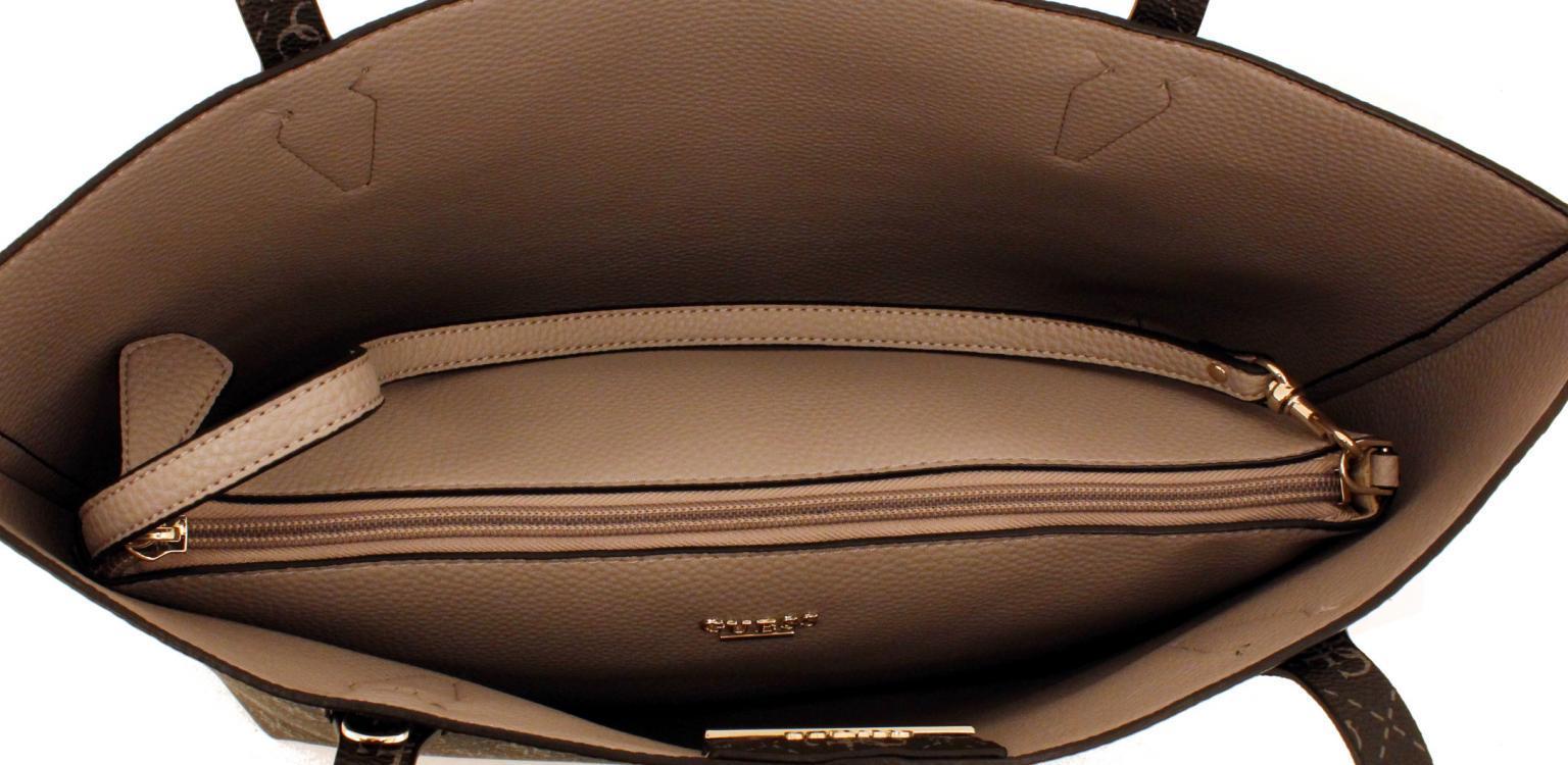 Wendetasche Guess Bobbi Tan Pearl beige perlweiß glänzend