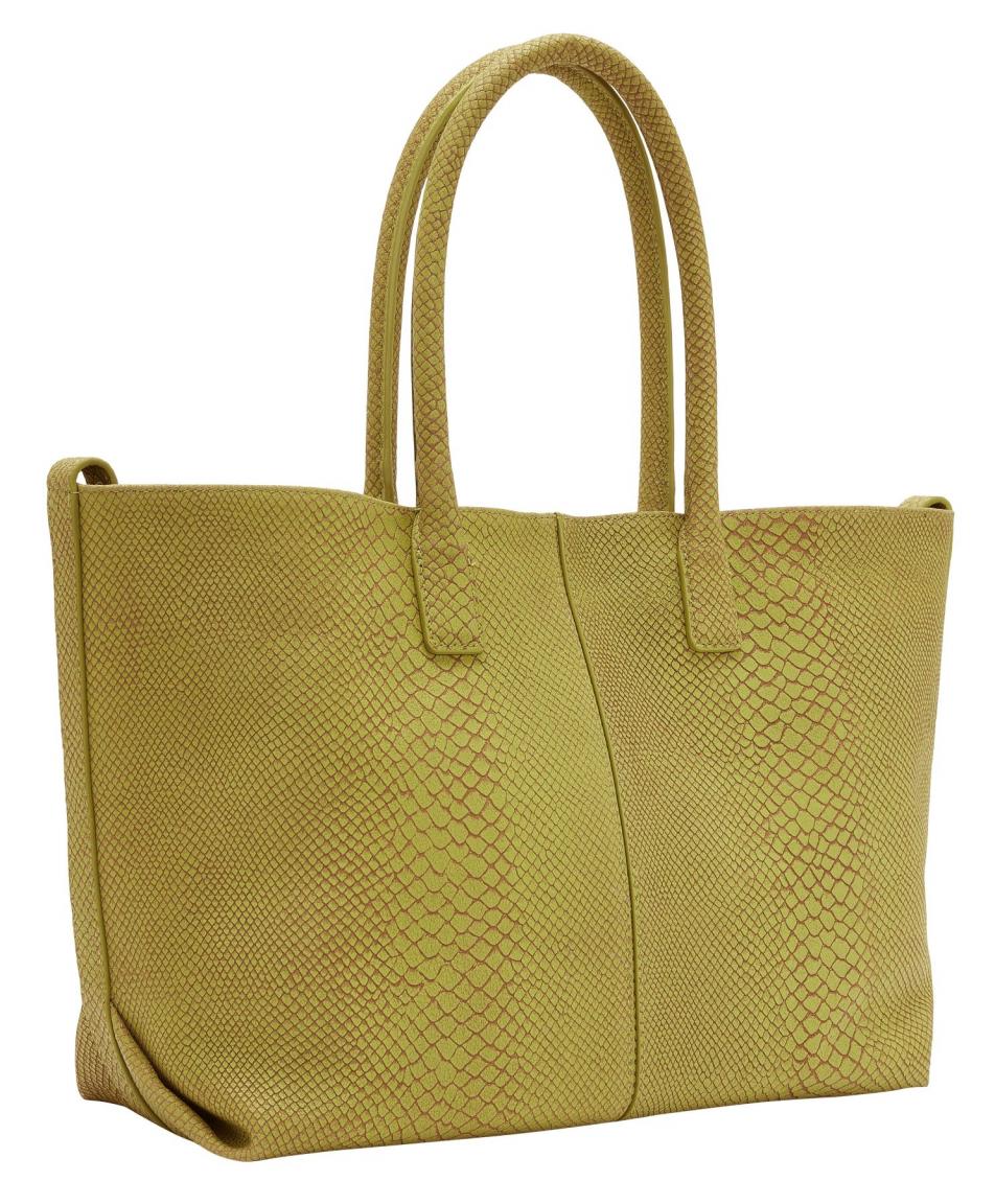 Wildledertasche Liebeskind Chelsea Shopper Medium gelb Schlangenhautprägung