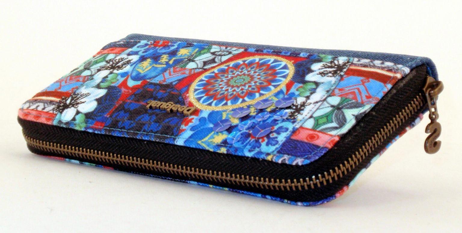 Zip Around Geldbörse Desigual Comunika schwarz rot bestickt