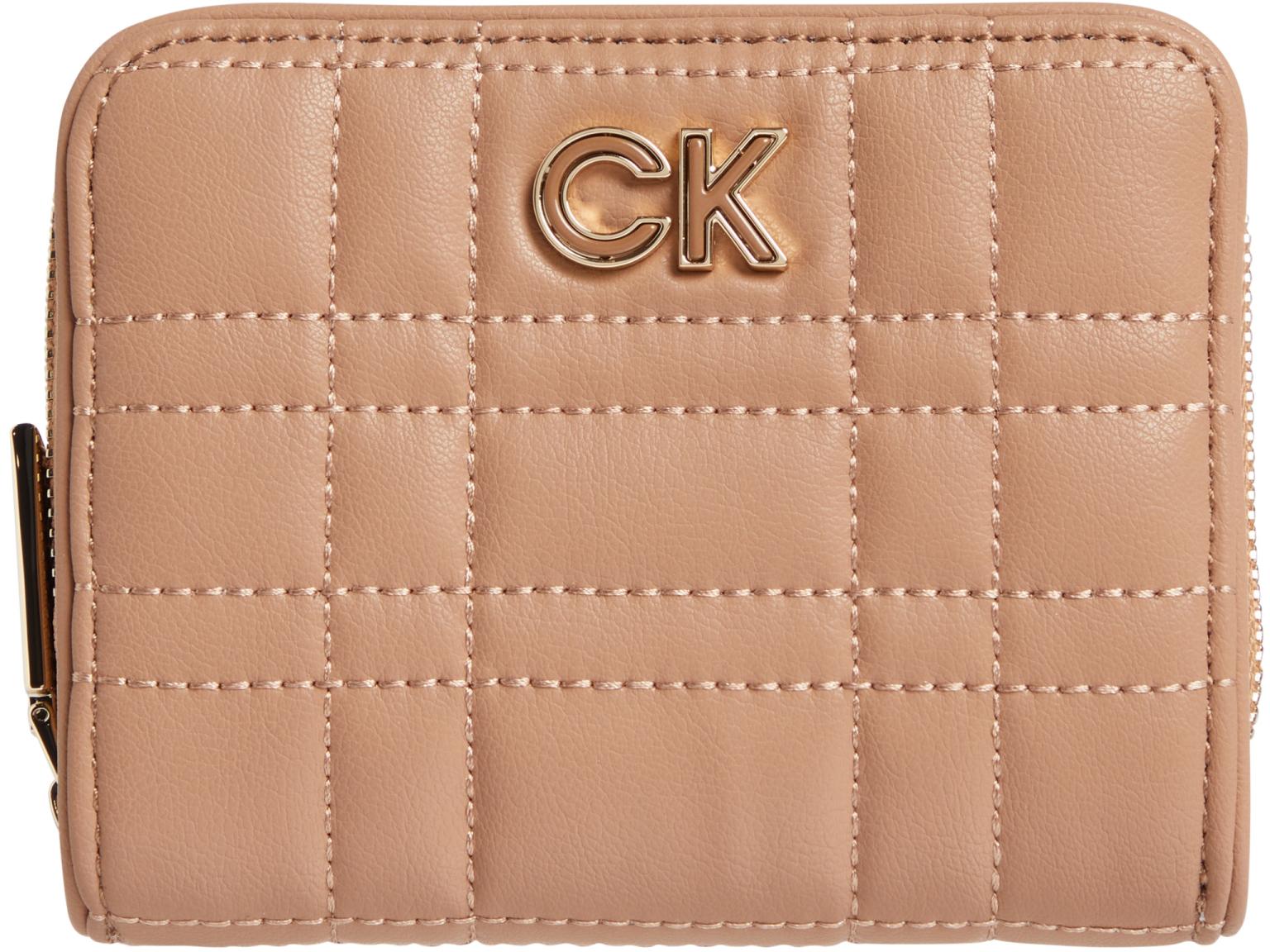 Zipbörse Calvin Klein RE Lock Quilt Wallet Safari Canvas Beige 