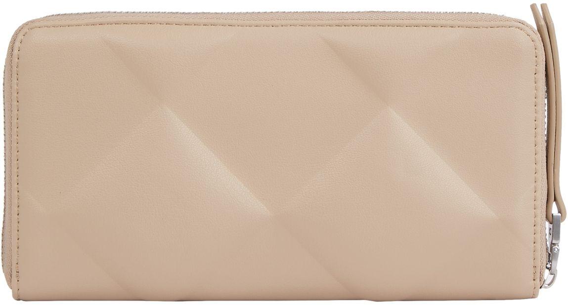 Zipbörse Calvin Klein Re-Lock Rautenprägung Silver Mink beige