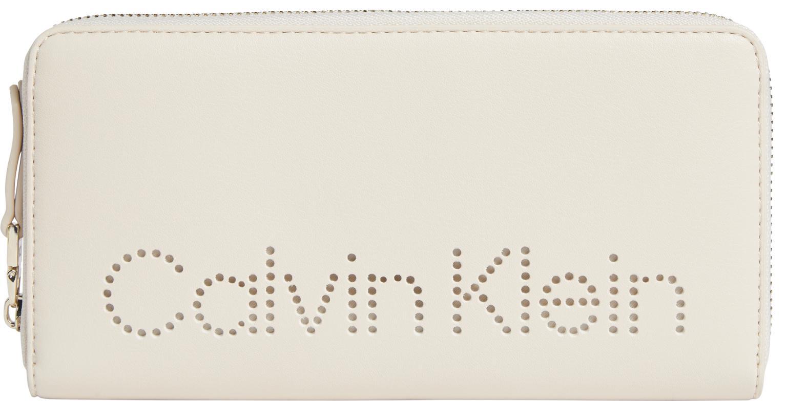 Zipbörse Calvin Klein Set Wallet Large Sand Beige Perforierung RFID