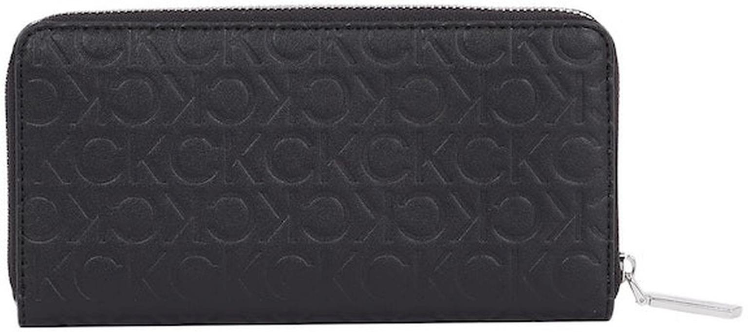 Zipbörse Calvin Klein mit Monogram Prägung Black Must Wallet LG Embossed