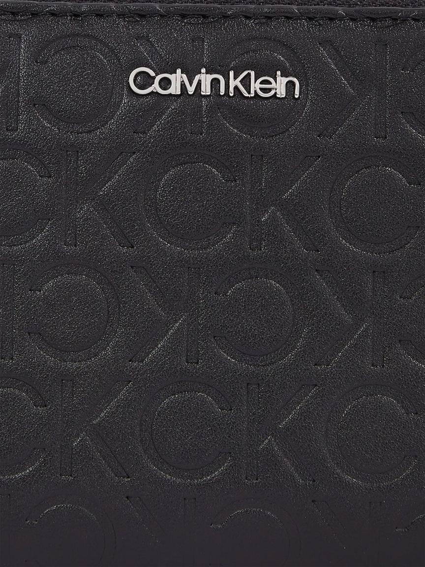 Zipbörse Calvin Klein mit Monogram Prägung Black Must Wallet LG Embossed
