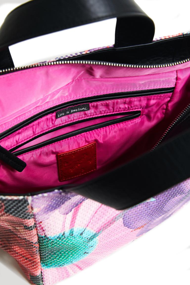 auffällige Henkeltasche Desigual Lacroix Purple Rain Valdivia Flechtoptik