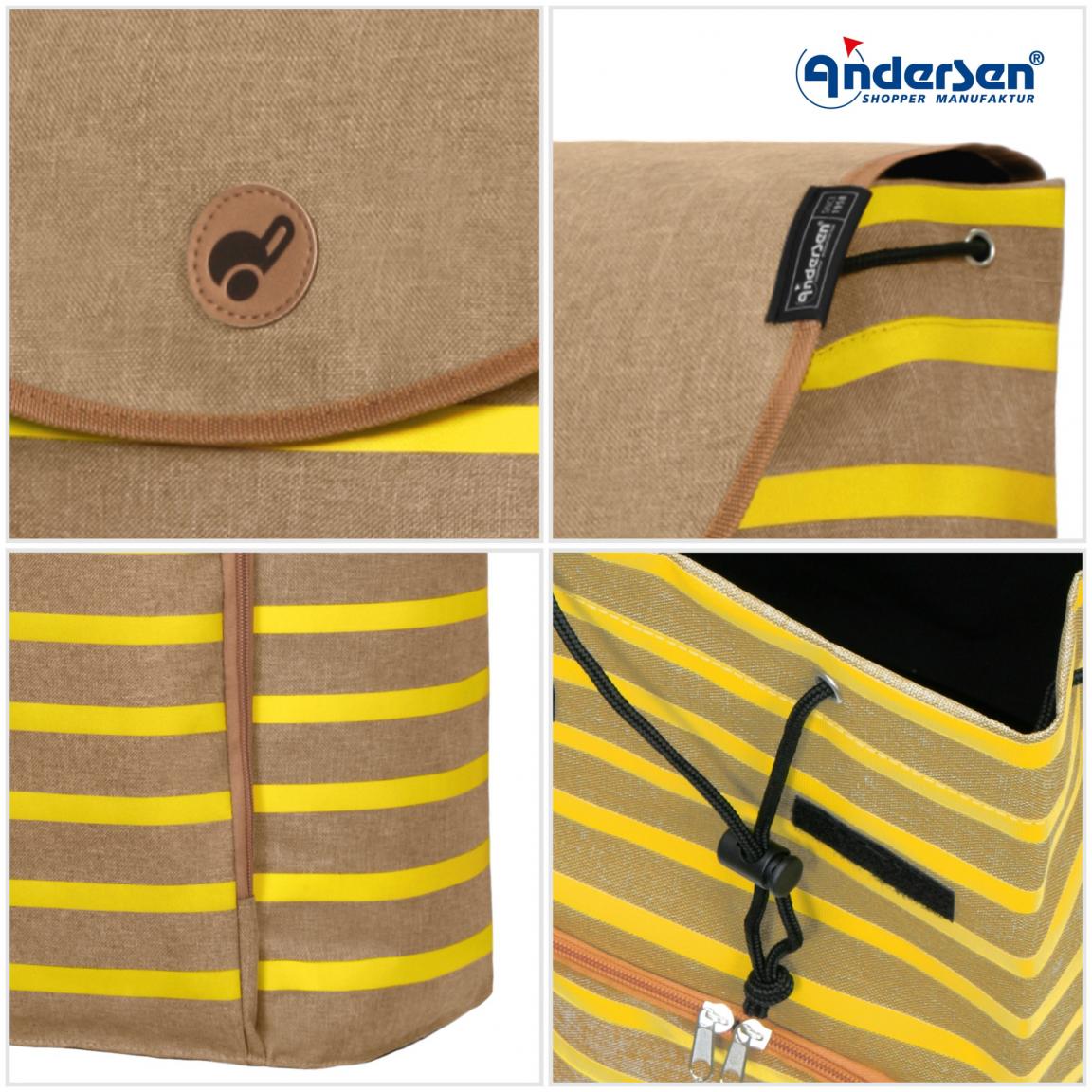 auffälliger Einkaufsroller gelb gestreift Andersen Scala Shopper Eske