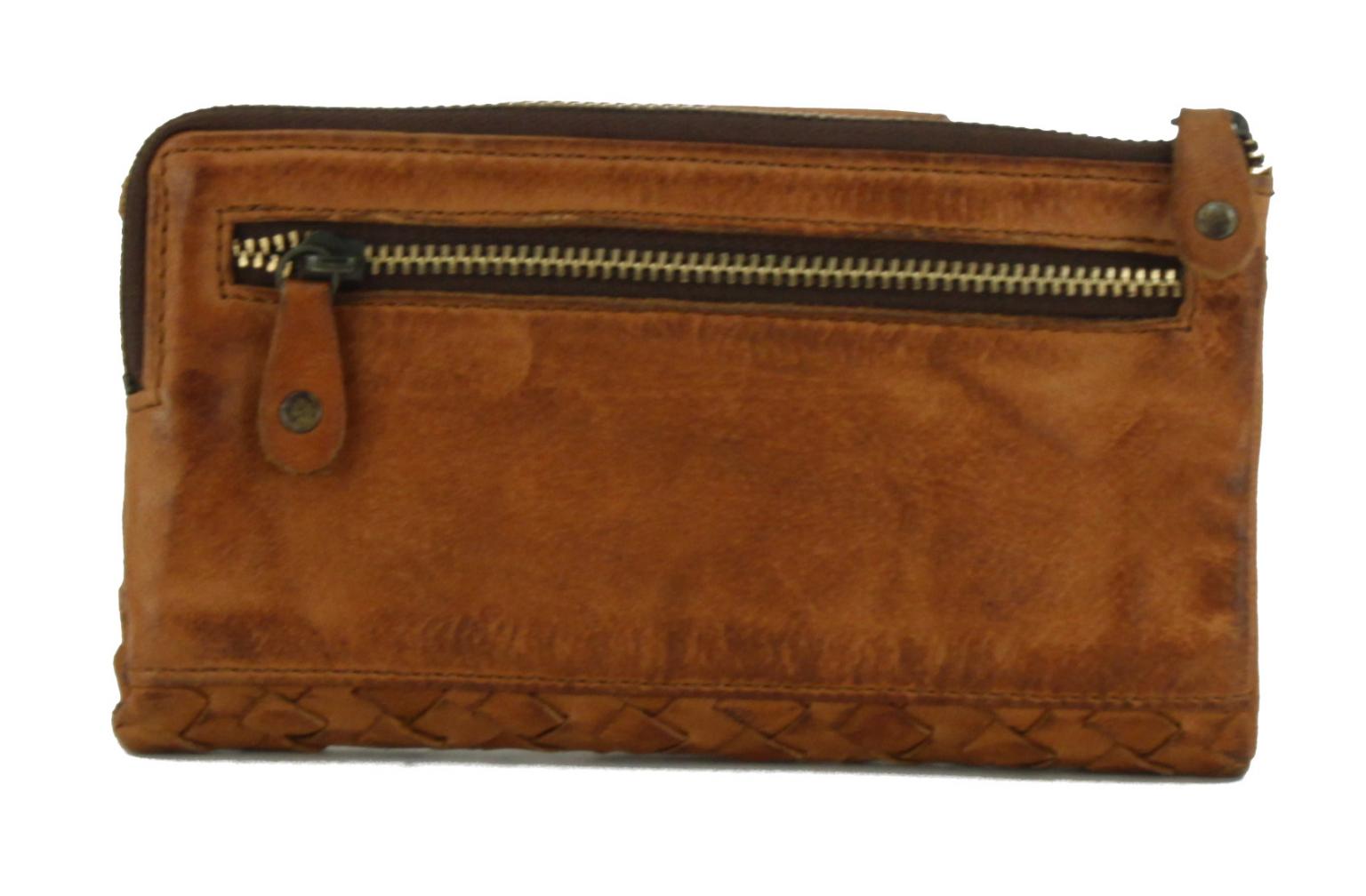 bear bags Geldbörse geflochten Cognac braun diagonal