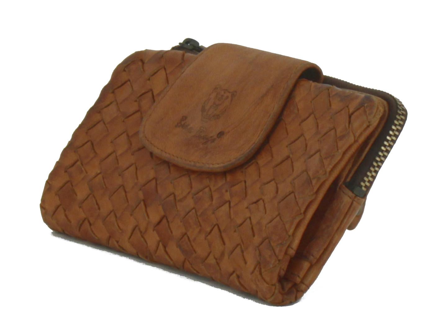 bear bags Geldbörse geflochten Cognac braun diagonal
