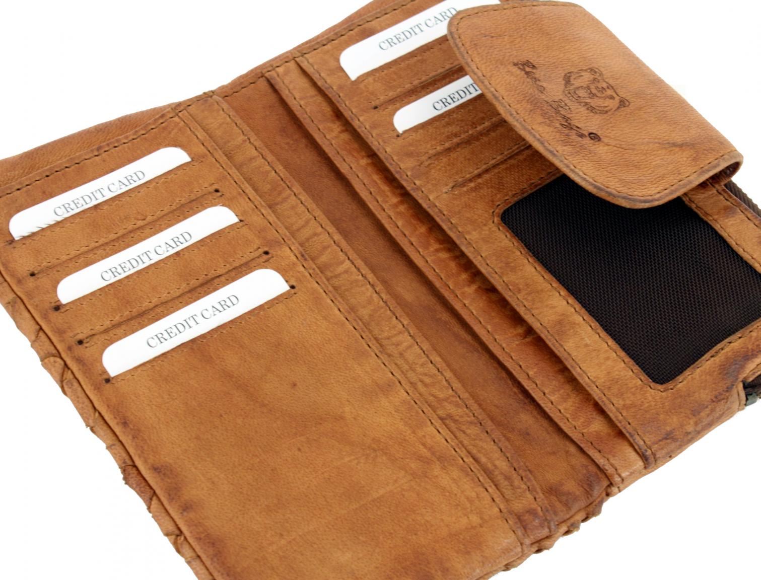 bear bags Geldbörse geflochten Cognac braun diagonal