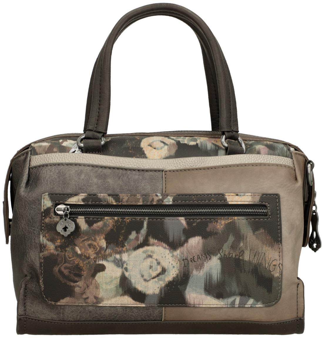 bestickte Bowlingtasche Glitzersteine beige bunt Anekke Real 