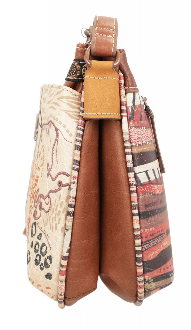 bestickte Crossovertasche Anekke Kenya Safari Fusion Wildtiere beige