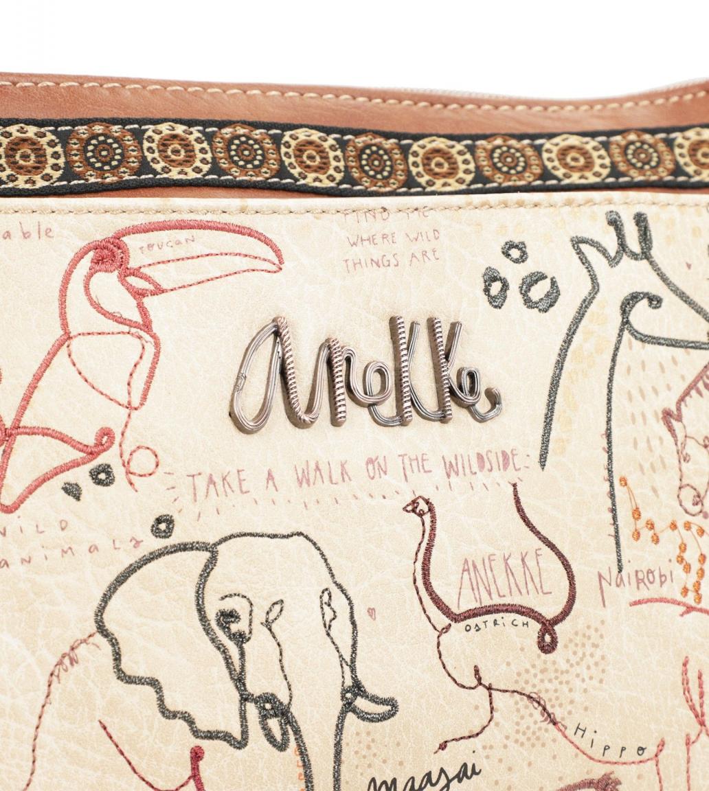 bestickte Crossovertasche Anekke Kenya Safari Fusion Wildtiere beige