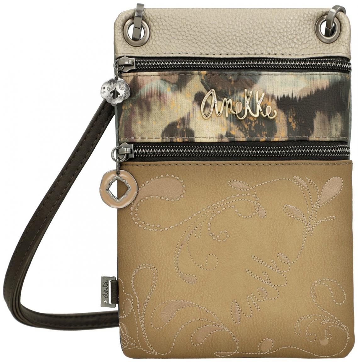 bestickte Crossovertasche Anekke Real Manifesto taupe