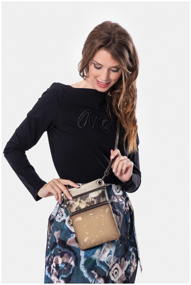 bestickte Crossovertasche Anekke Real Manifesto taupe