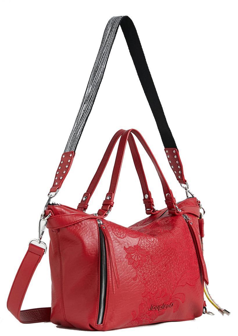 bestickte Handtasche rot Desigual Rising Libia Rojo