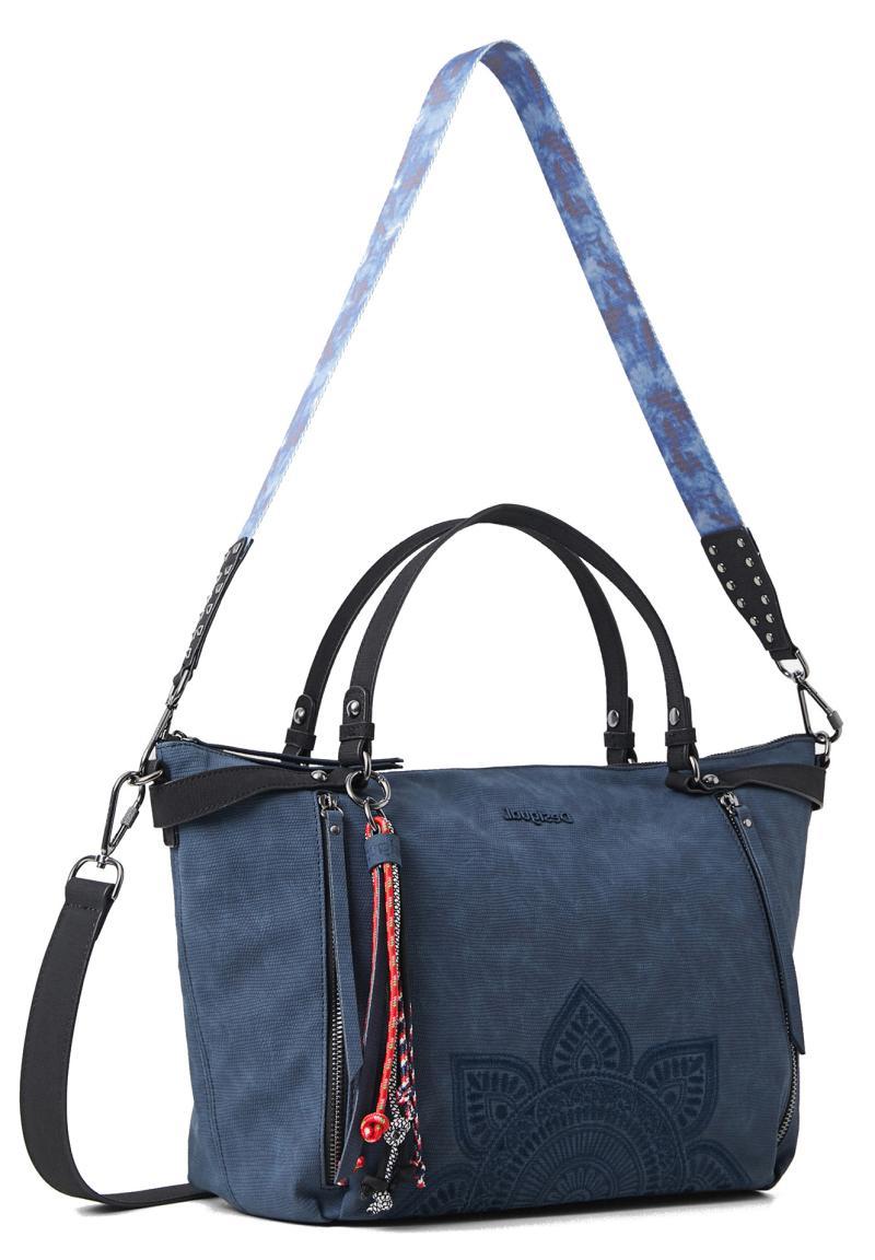 bestickte Kurzgrifftasche Desigual Aquiles Libia dunkelblau Mandala