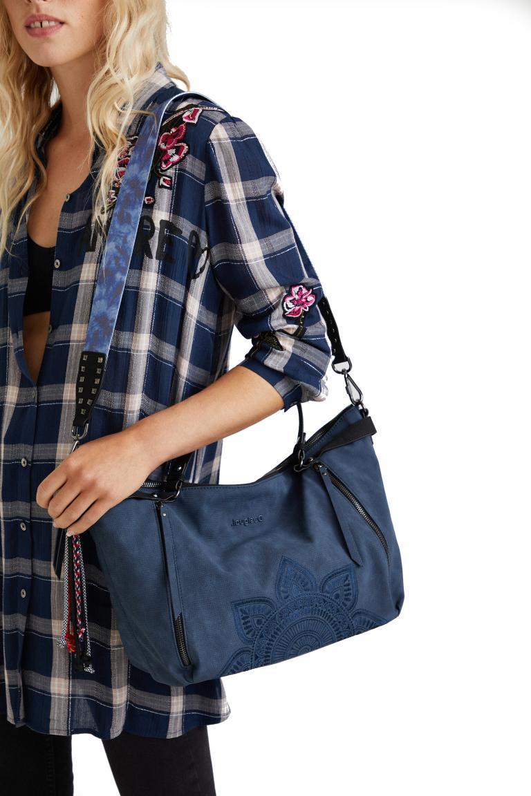 bestickte Kurzgrifftasche Desigual Aquiles Libia dunkelblau Mandala