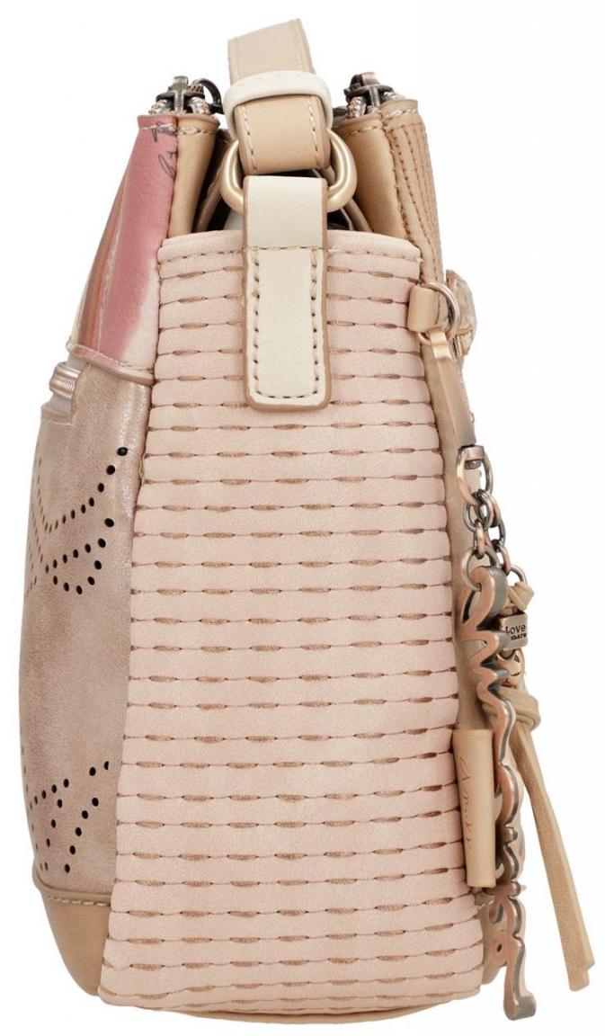 bestickte Schultertasche Strasssteine Anekke Hollywood Studio Nude beige