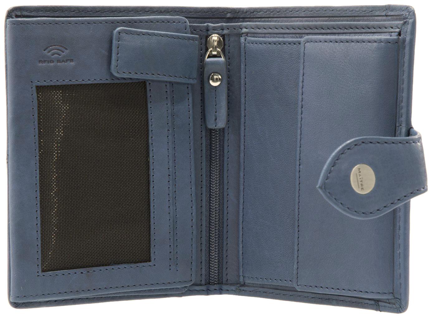 blaues Lederportemonnaie Dawina Lemberg RFID Midblue