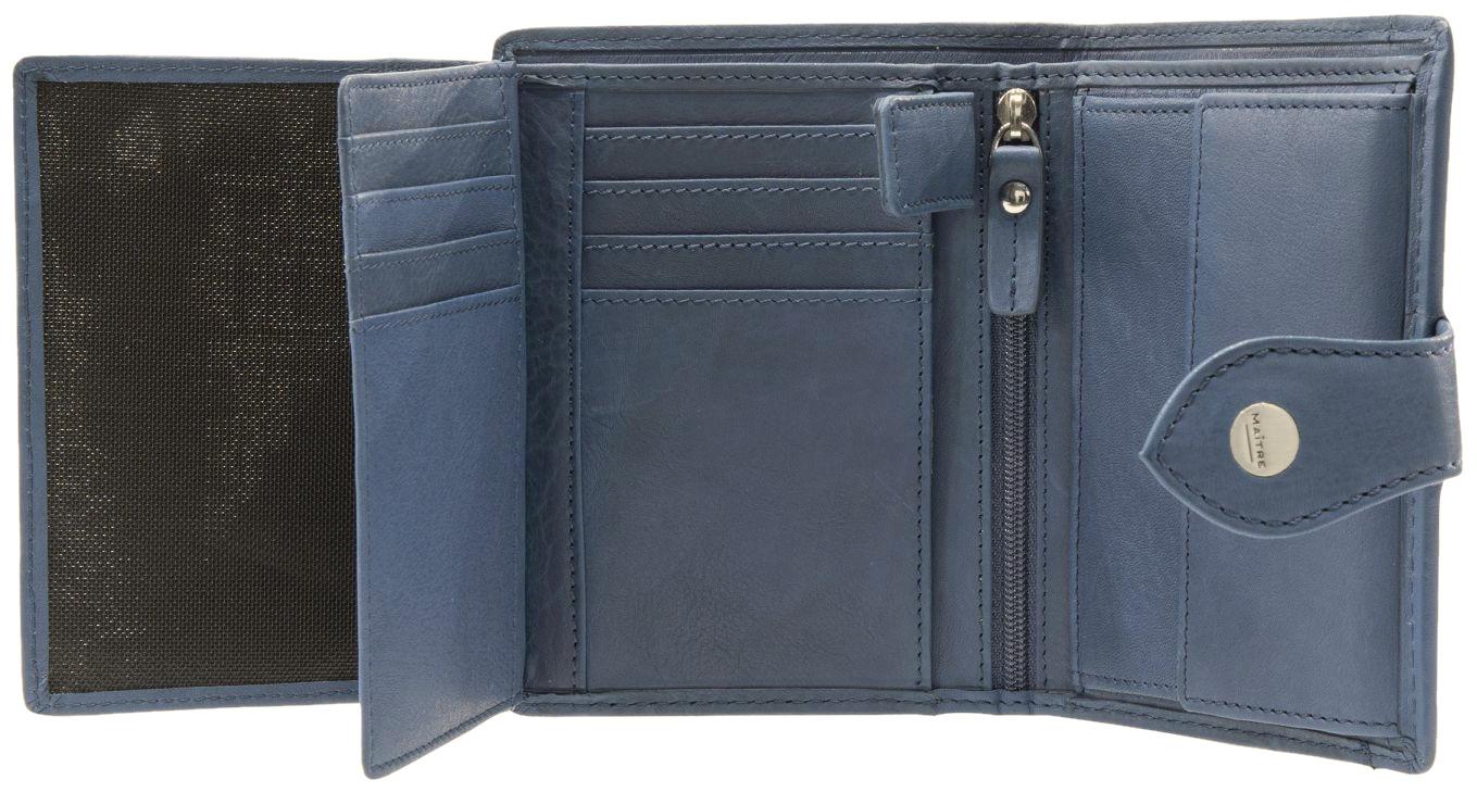 blaues Lederportemonnaie Dawina Lemberg RFID Midblue