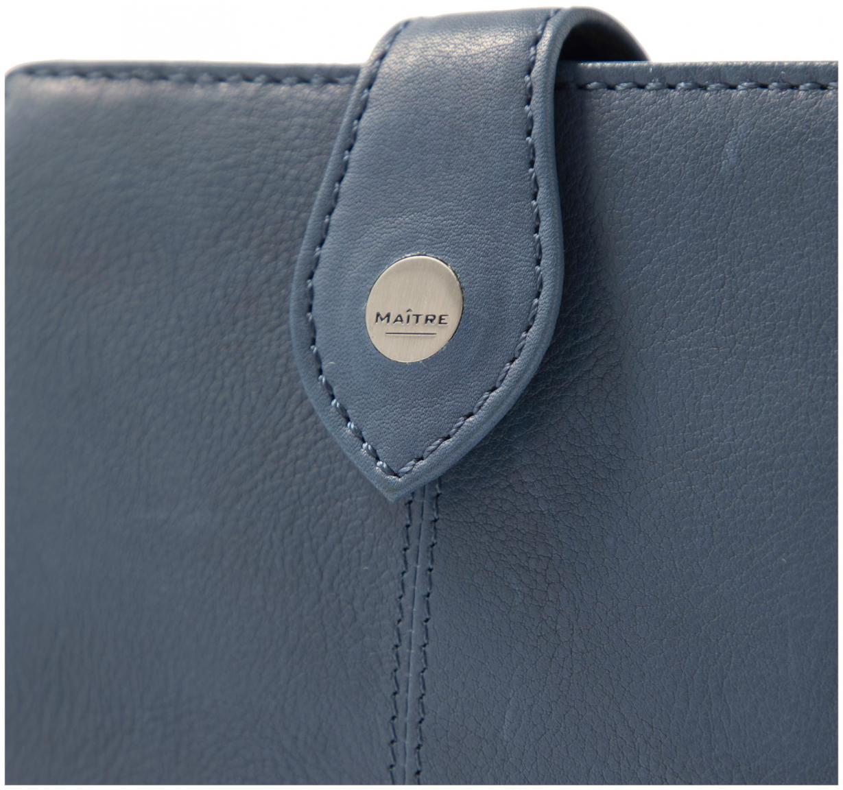 blaues Lederportemonnaie Dawina Lemberg RFID Midblue