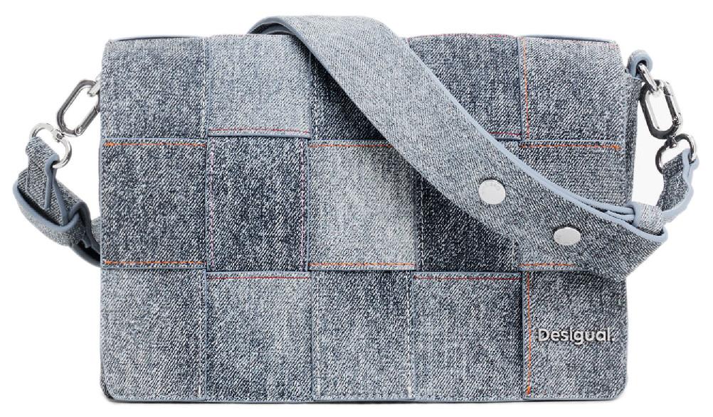 blaugraue Umhängetasche Desigual Yoko Denim Raw Ziernähte