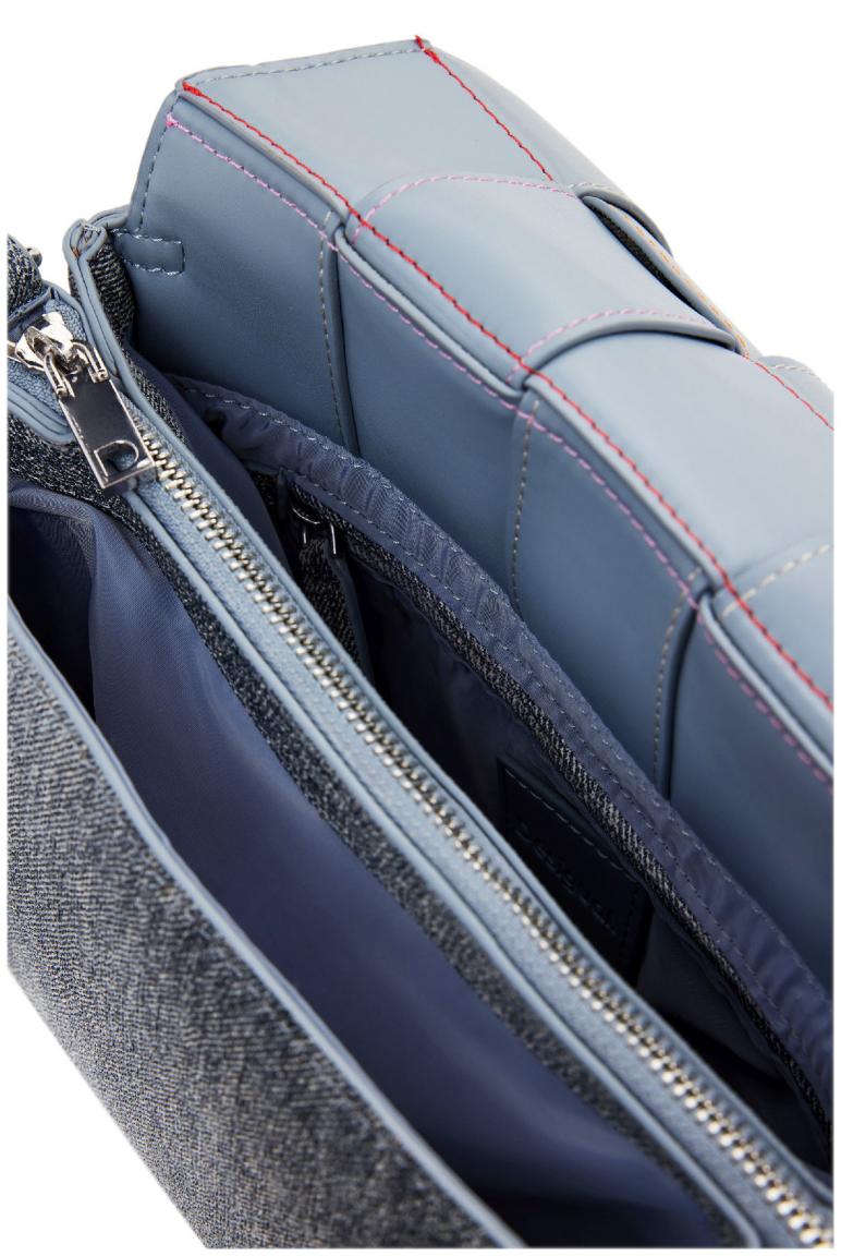 blaugraue Umhängetasche Desigual Yoko Denim Raw Ziernähte