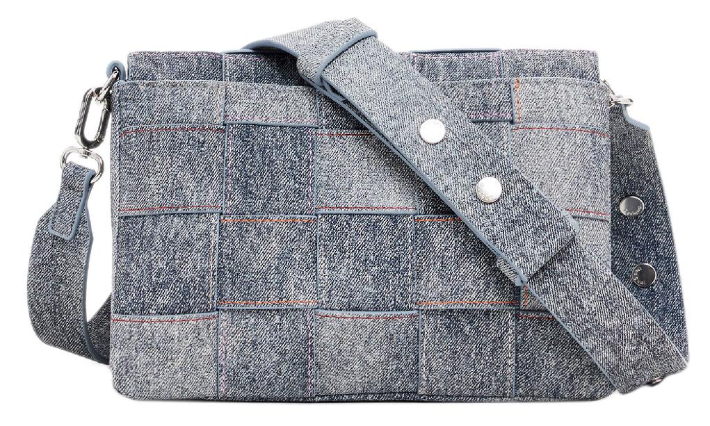 blaugraue Umhängetasche Desigual Yoko Denim Raw Ziernähte