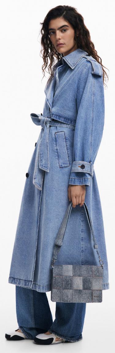 blaugraue Umhängetasche Desigual Yoko Denim Raw Ziernähte