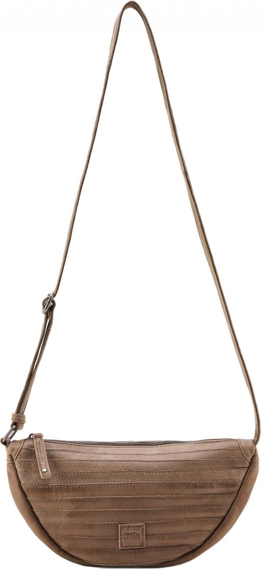 braune Schultertasche Lederstreifen FREDsBRUDER Layer Halfmoon Bag Caramel