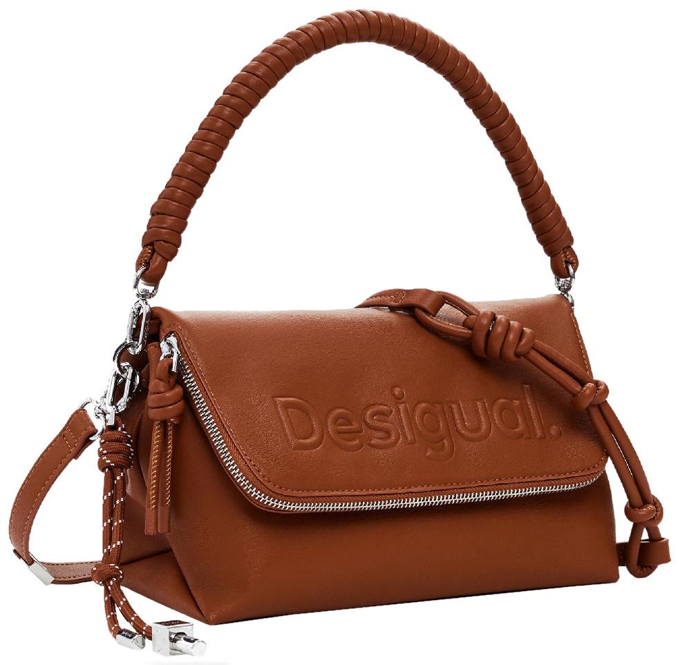 braune Umhängetasche Desigual Venecia 3.0 Überschlag Camel Logo