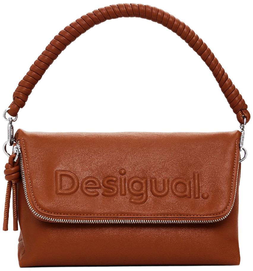 braune Umhängetasche Desigual Venecia 3.0 Überschlag Camel Logo