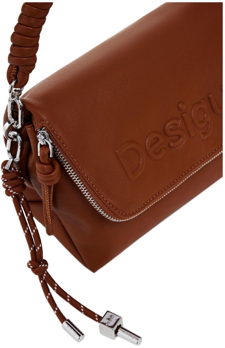 braune Umhängetasche Desigual Venecia 3.0 Überschlag Camel Logo