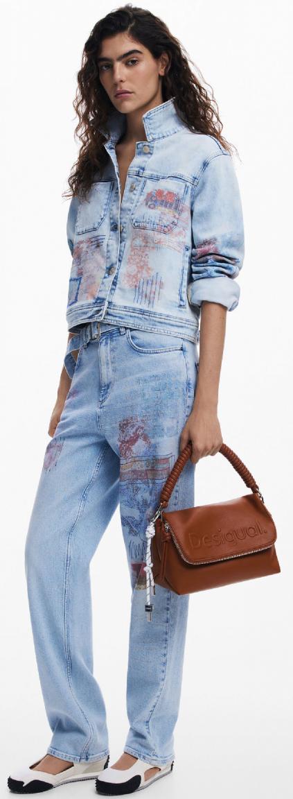 braune Umhängetasche Desigual Venecia 3.0 Überschlag Camel Logo