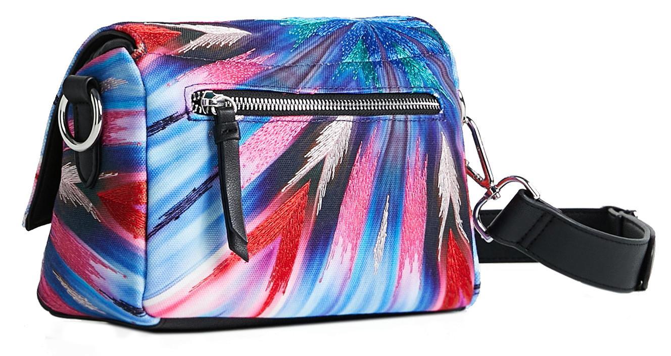 bunte Schultertasche Phuket Mini Desigual Blue Stickapplikation