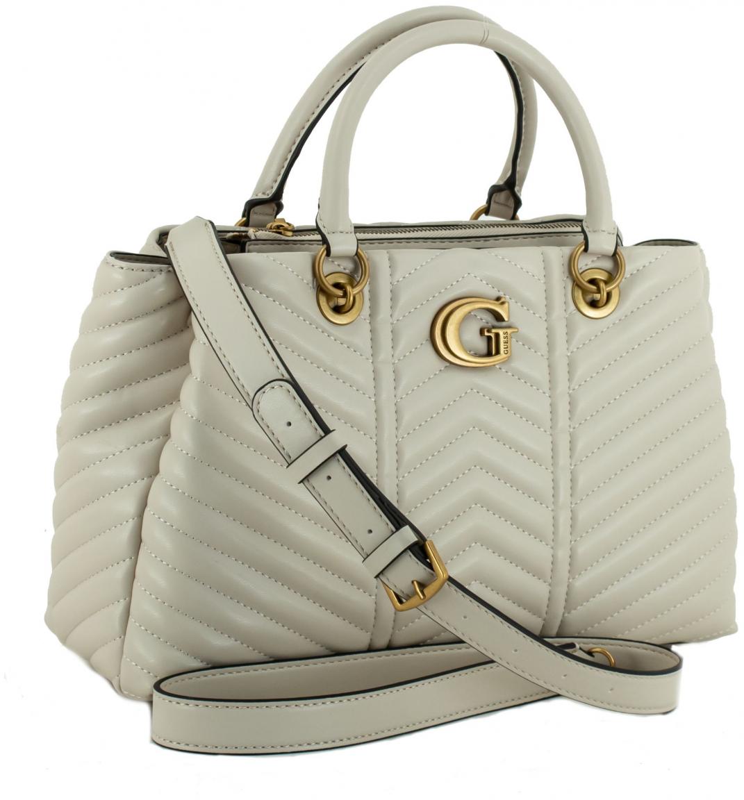 cremebeige Henkeltasche Guess Lovide Satchel Steppnähte