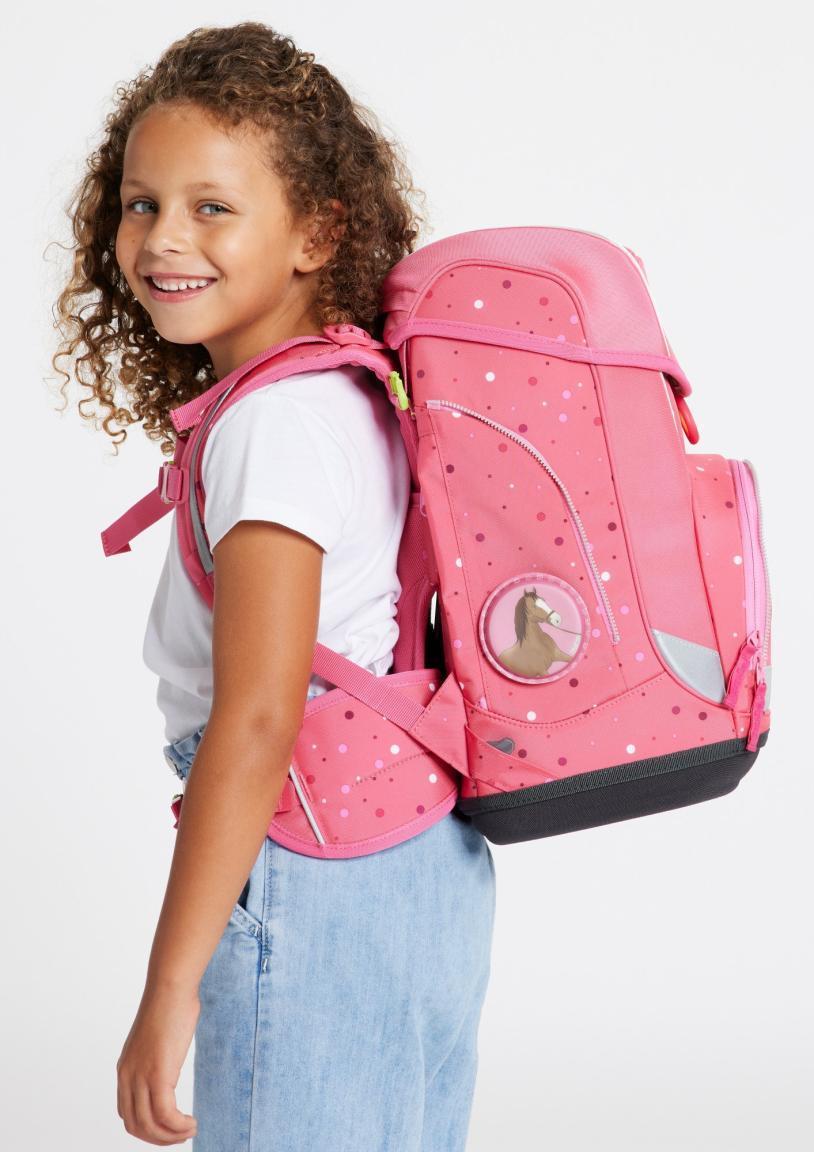 cubo Schulrucksackset pink Pferde ergobag Schüttelpennal Sportbeutel