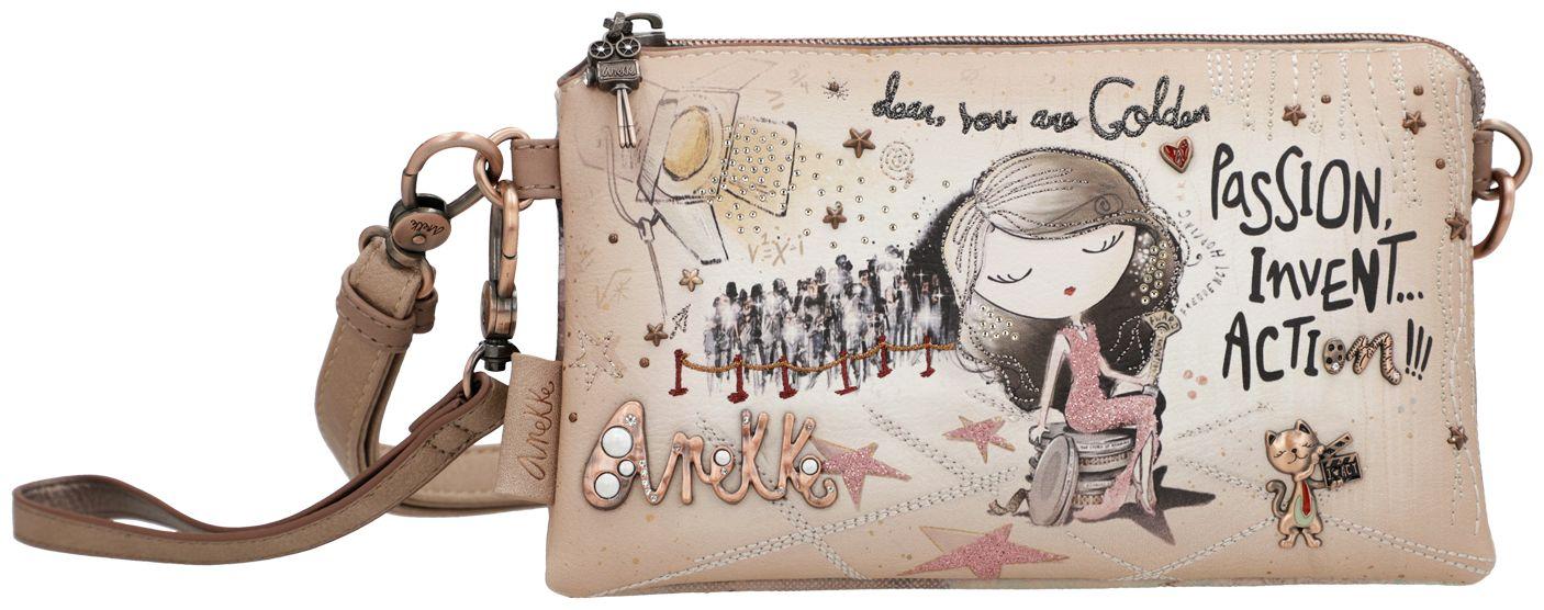 dreigeteilte Abendtasche Glitzer Hollywood Anekke beige