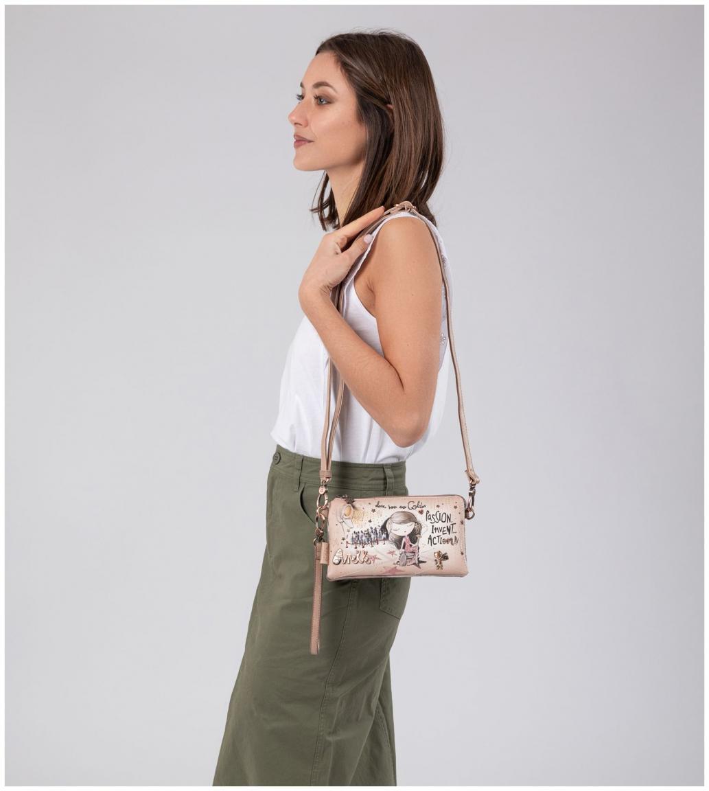 dreigeteilte Abendtasche Glitzer Hollywood Anekke beige