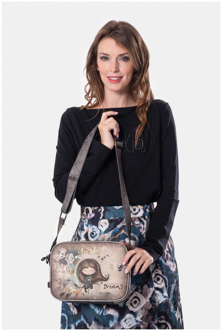 dreigeteilte Camerabag beige Stickerei Glitzer Anekke Real