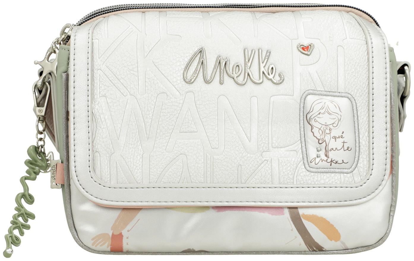 dreigeteilte Crossovertasche silber Prägung Anekke Alma Smart