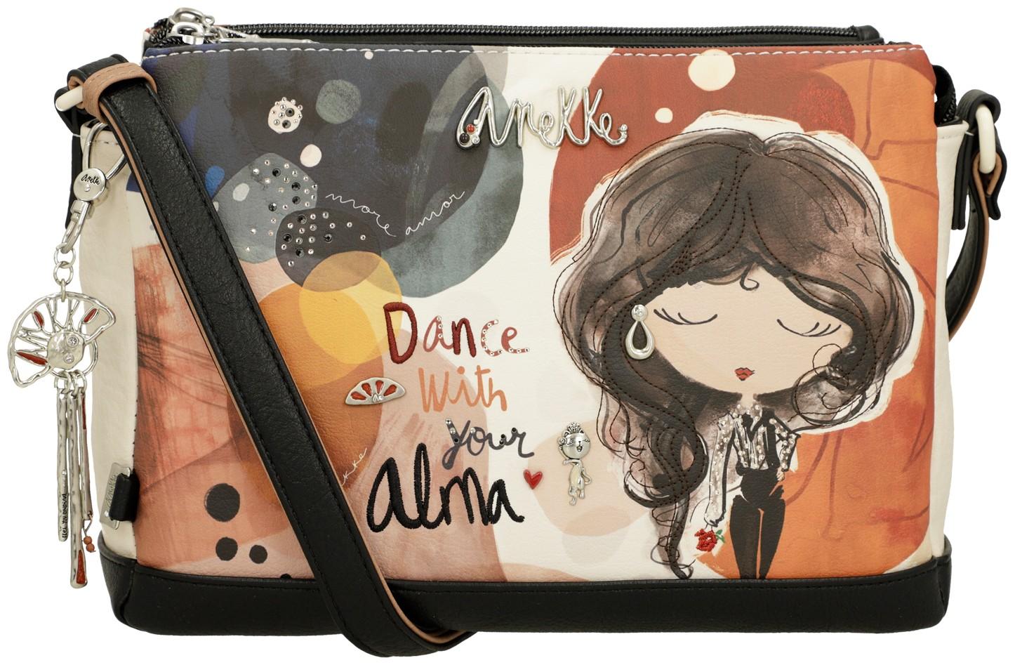 dreigeteilte Damentasche Anekke farbenfroh Glitzersteine Alma Flamenco